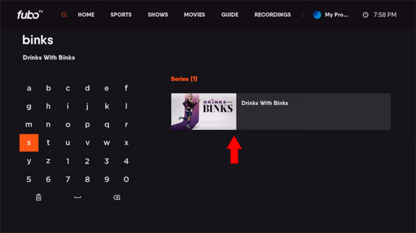 Step 2 find the series you want to record - Roku fuboTV app