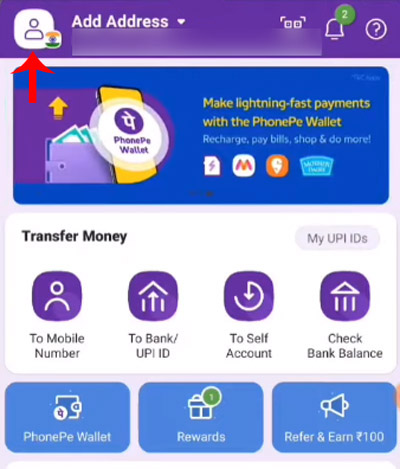 How to change PhonePe password Step 2