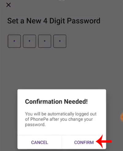 How to change PhonePe password Step 6