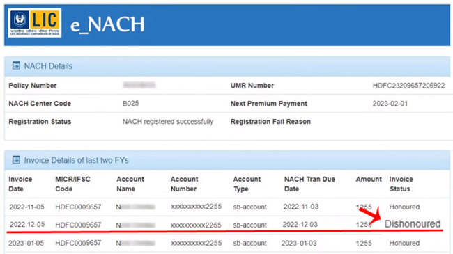 LIC eNACH Transaction Details Kaise Check Kare Step 5