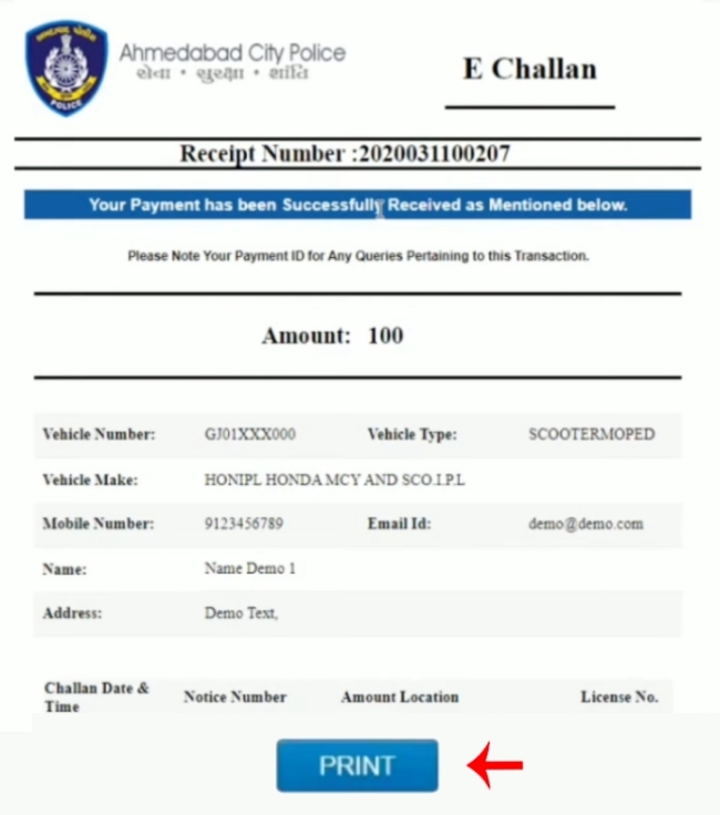 Ahmedabad Traffic E-Challan Pay Kaise Kare Step 3