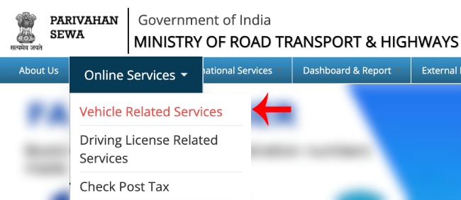 Delhi RC Me Mobile Number Kaise Change Kare Step 1