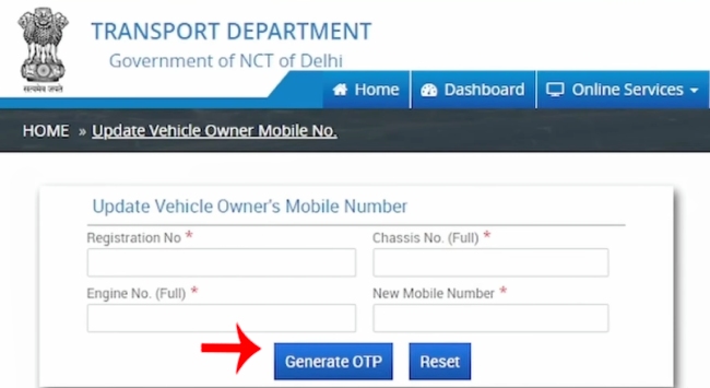 Delhi RC Me Mobile Number Kaise Change Kare Step 8