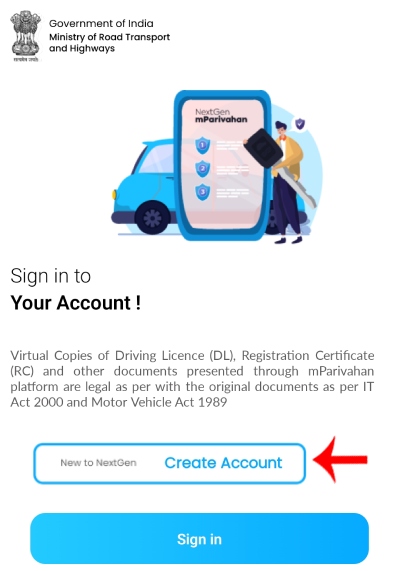 mParivahan App Account Open Kaise Kare Step 2