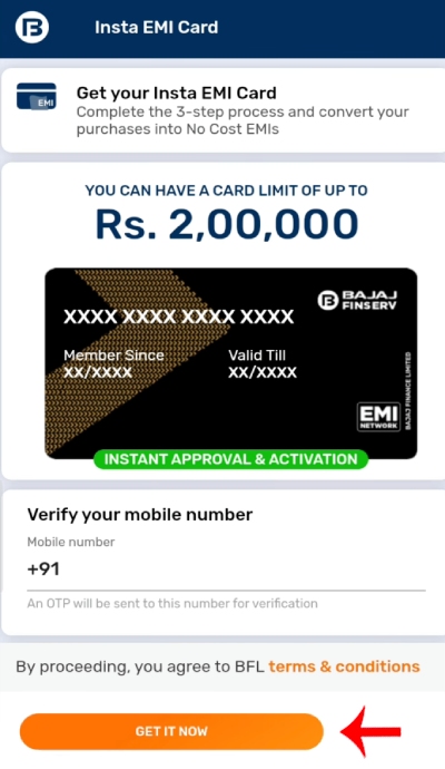 Bajaj Finance Card Kaise Banaye Step 2