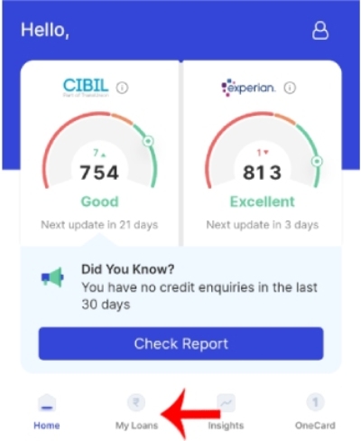 OneScore app se Cibil Score or Loan History kaise check kare Step 3