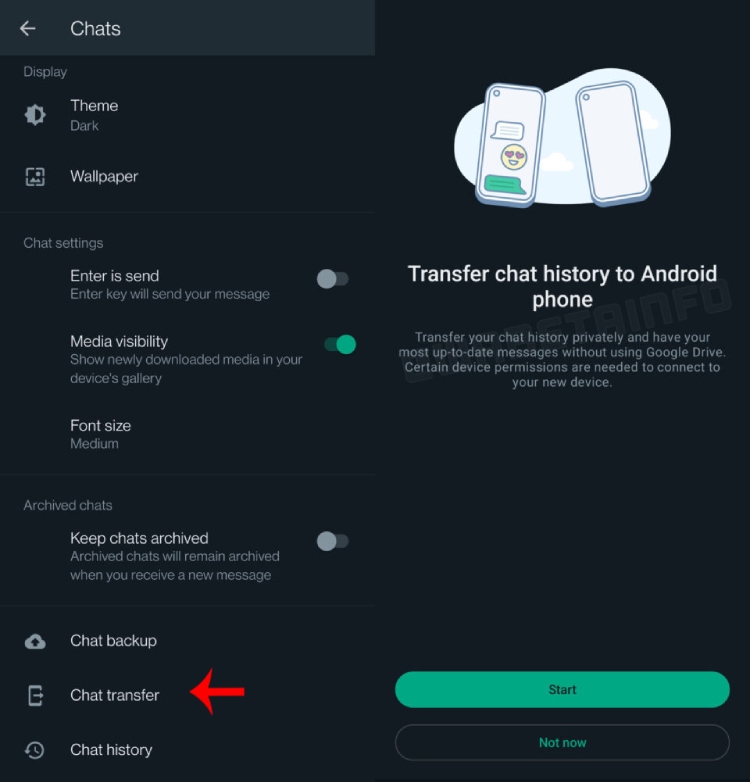 whatsapp android chat transfer