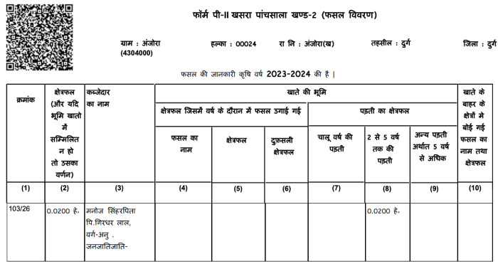 Chhattishgarh Khasra Khatauni Kaise Nikale Step 7