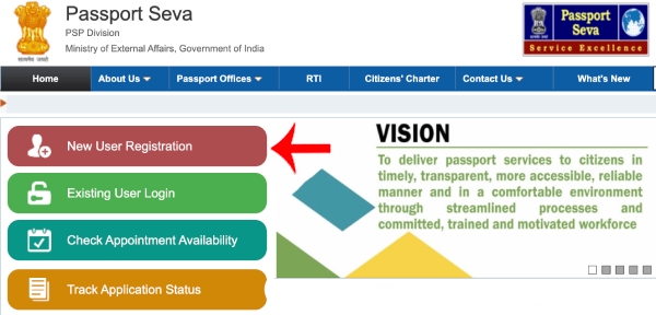 passportindia gov Website Par Registration Kaise Kare Step 1